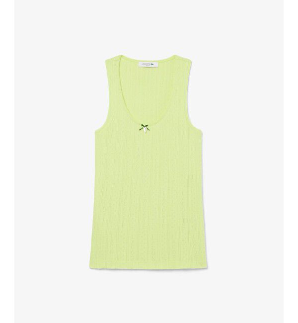 LACOSTE「レース調 ポワンテルニット リボンタンクトップ」|Tシャツ・カットソー|