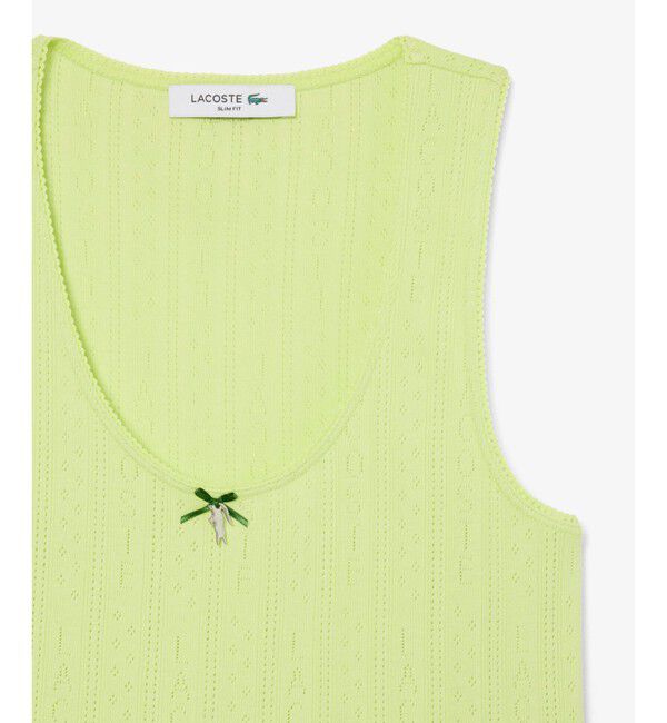 LACOSTE「レース調 ポワンテルニット リボンタンクトップ」|Tシャツ・カットソー|