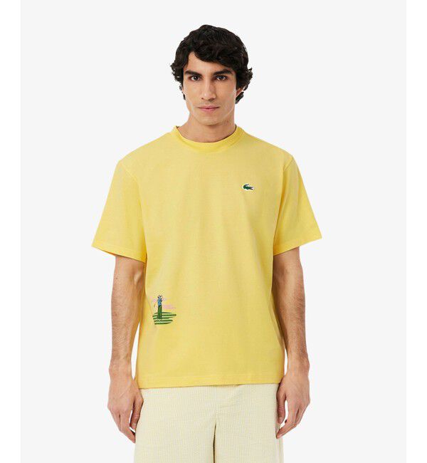 LACOSTE「ゴルフグラフィックバックプリントウルトラドライTシャツ」|Tシャツ・カットソー|イエロー