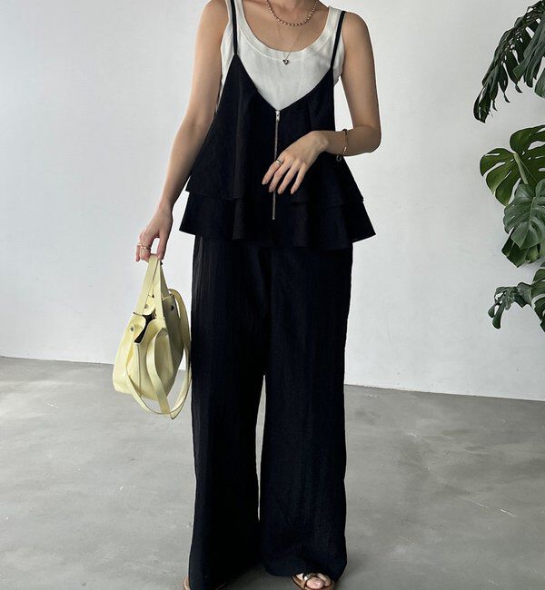  「【1枚で華奢見え華やか！】フリルキャミサロペット」|ワンピース|
