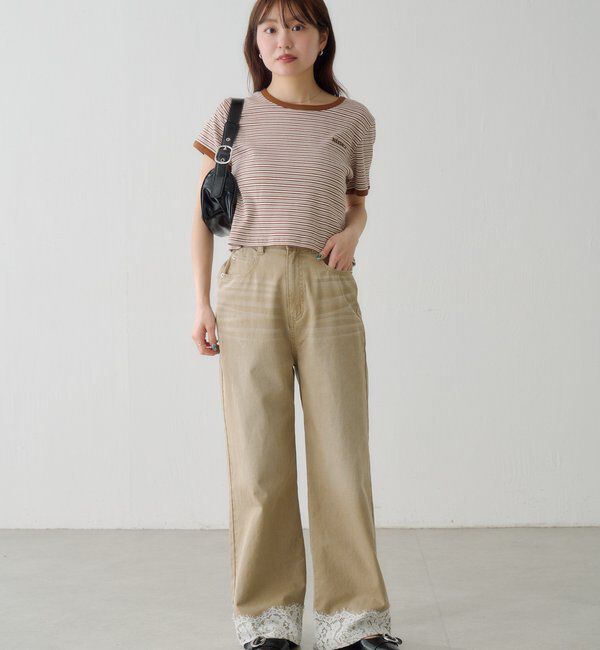  「ボーダー刺繍TEE」|Tシャツ・カットソー|