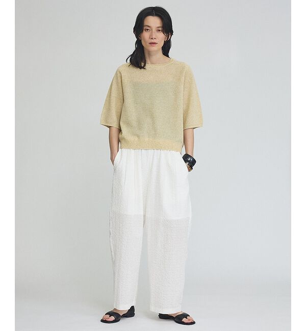 qualite「【上品夏ニット】リネンブレンドニットプルオーバー」|ニット・セーター|