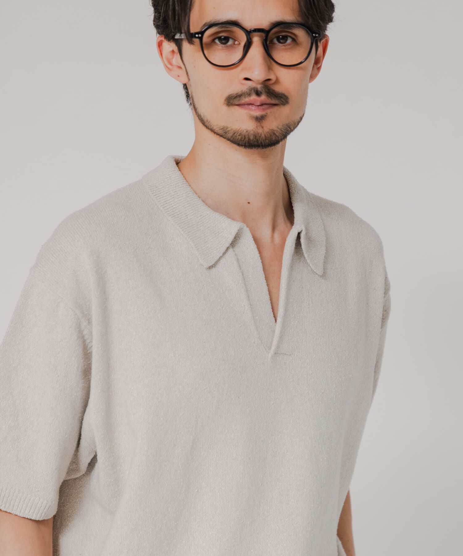 URBAN RESEARCH「SILK NOIL スキッパーポロニット」|ポロシャツ|