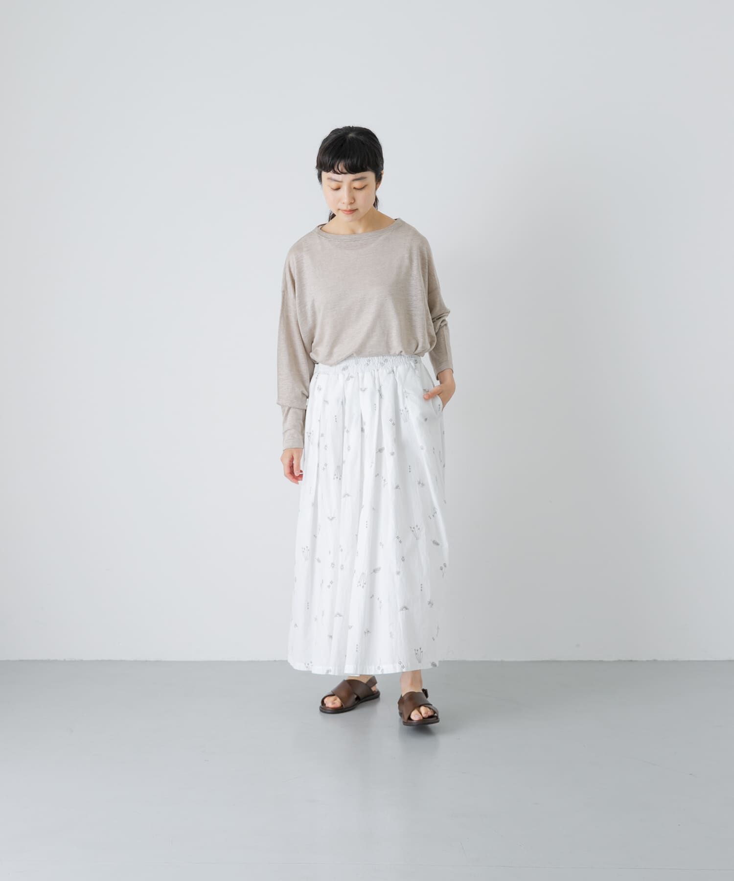 かぐれ「リネンボートネックカットソー」|Tシャツ・カットソー|