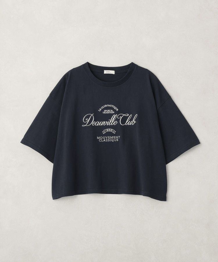 earth music&ecology「【接触冷感】カレッジロゴ刺繍Tシャツ」|Tシャツ・カットソー|Dark Navy