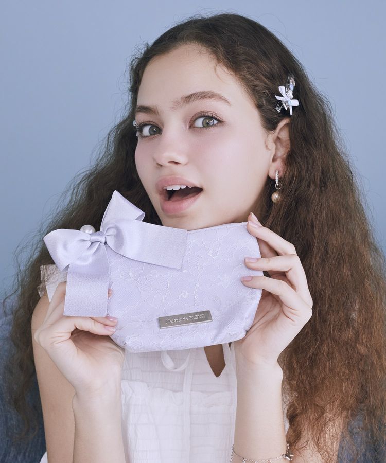 Maison de FLEUR「ブルーマニアリボンポーチ」|ポーチ|