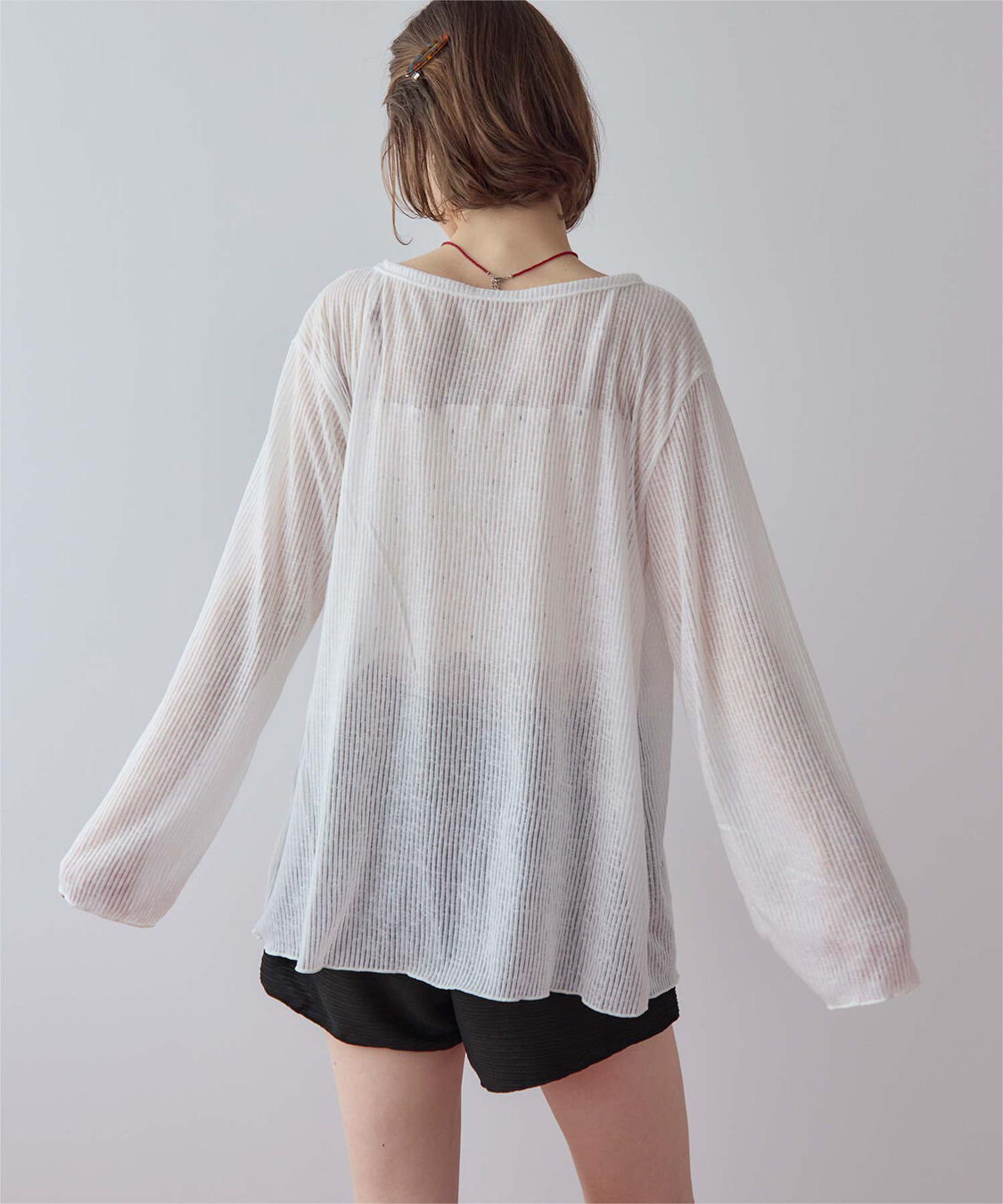 SEA DRESS「4点セット/長袖トップス付シャーリングビキニ&times;ショートパンツ/水着」|ビキニ|