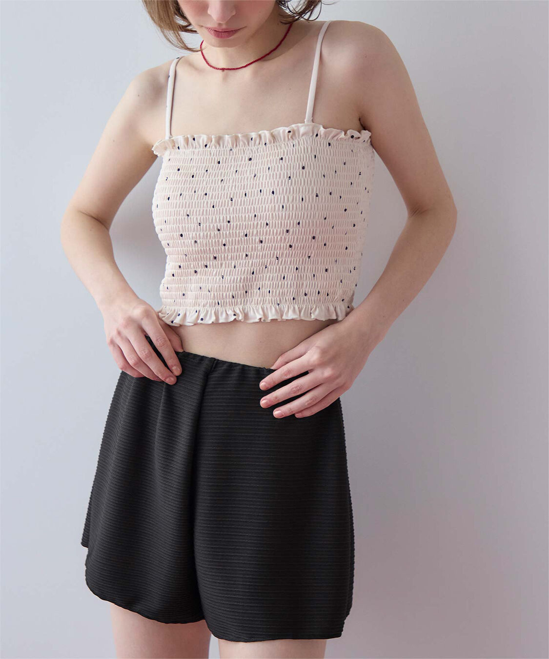 SEA DRESS「4点セット/長袖トップス付シャーリングビキニ&times;ショートパンツ/水着」|ビキニ|
