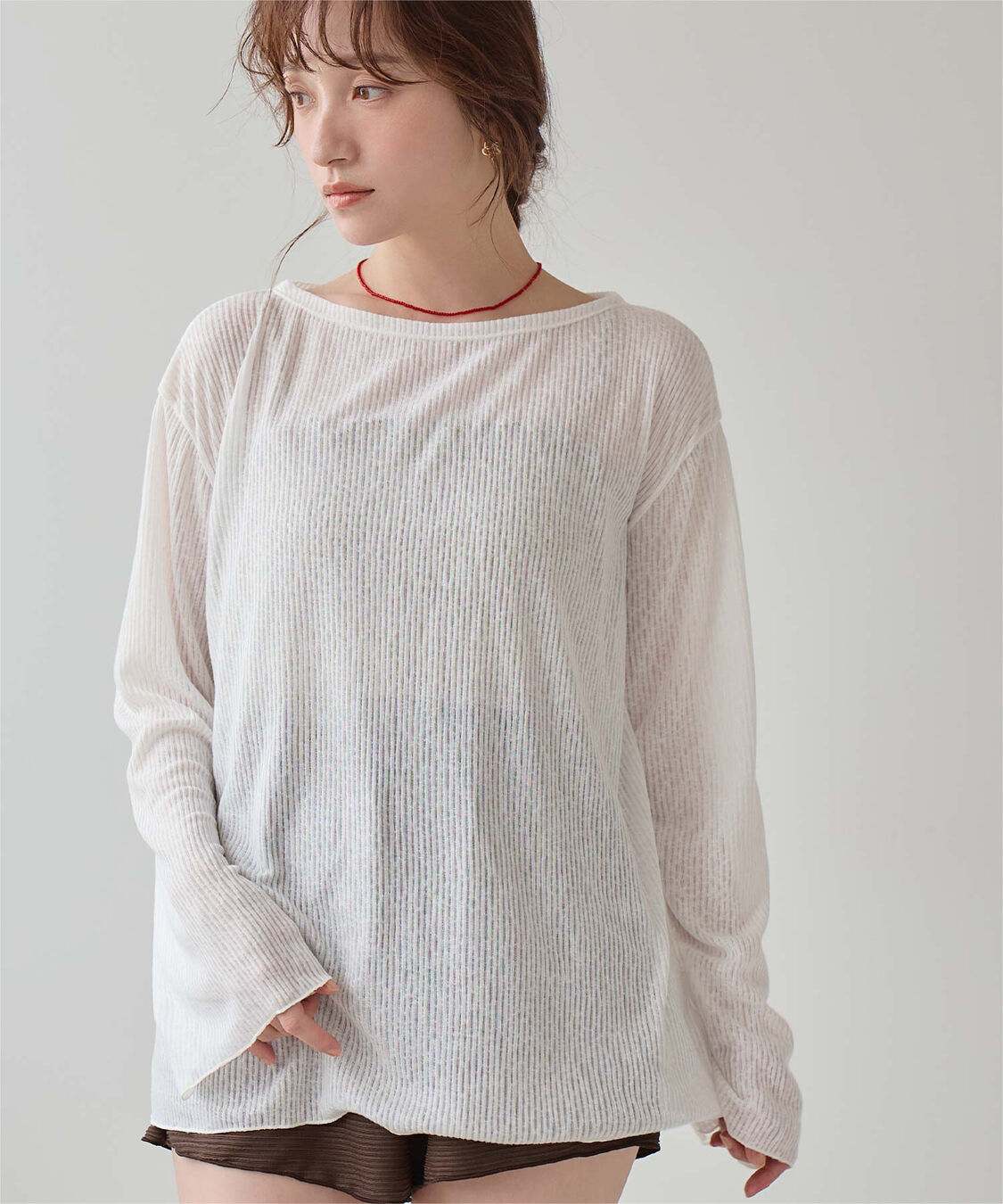 SEA DRESS「4点セット/長袖トップス付シャーリングビキニ&times;ショートパンツ/水着」|ビキニ|