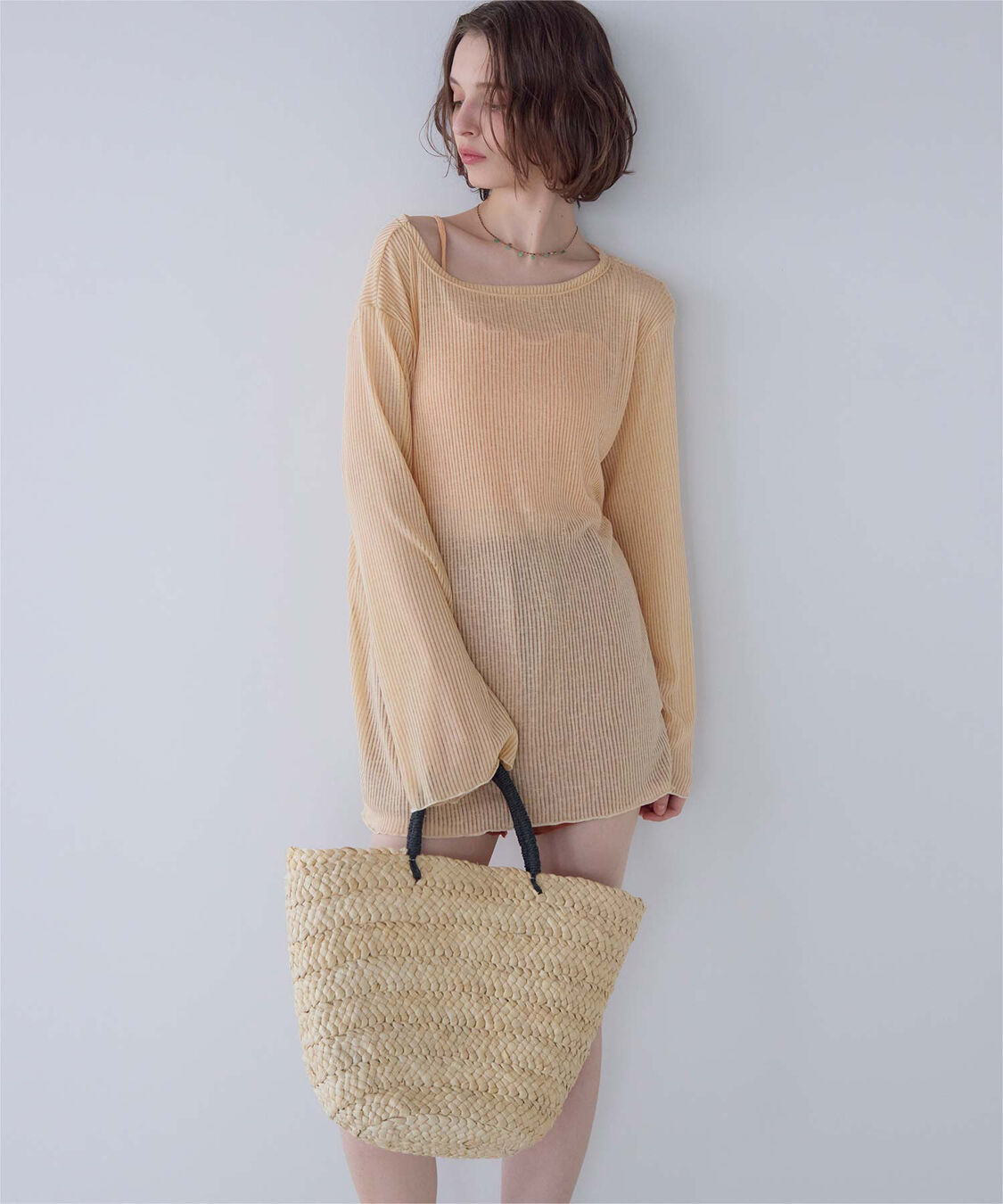 SEA DRESS「4点セット/長袖トップス付シャーリングビキニ&times;ショートパンツ/水着」|ビキニ|