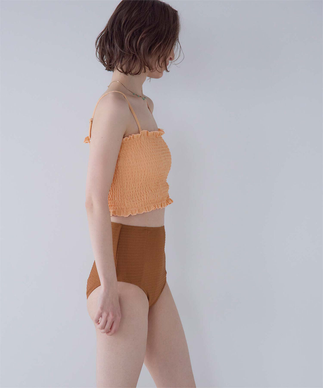 SEA DRESS「4点セット/長袖トップス付シャーリングビキニ&times;ショートパンツ/水着」|ビキニ|