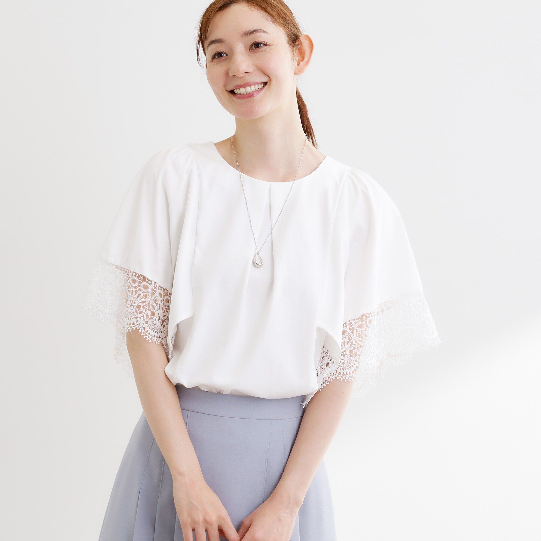 Reflect「【UVカット／接触冷感】レーススリーブジャージカットソー」|Tシャツ・カットソー|