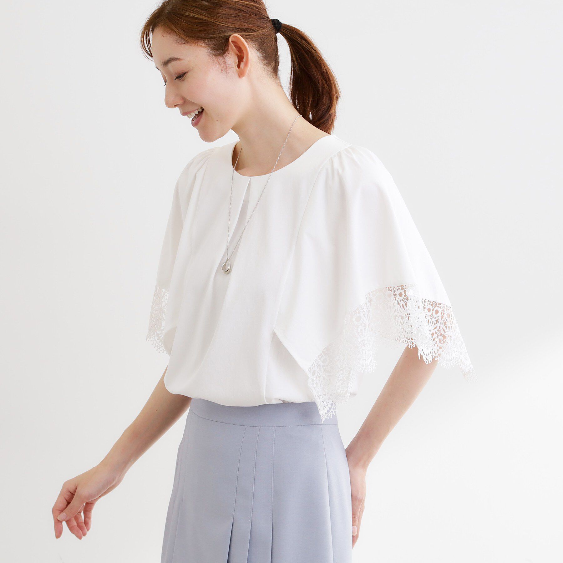 Reflect「【UVカット／接触冷感】レーススリーブジャージカットソー」|Tシャツ・カットソー|