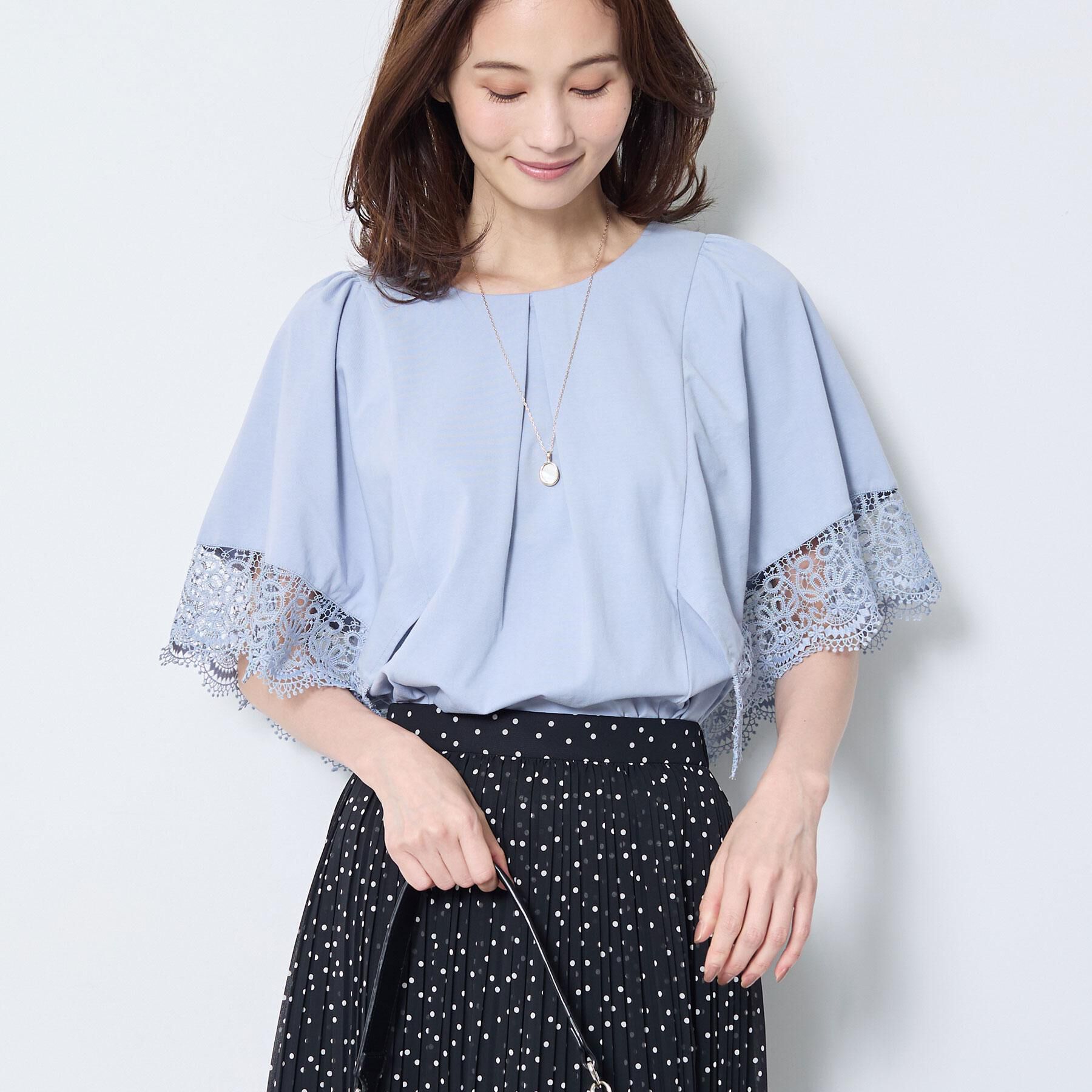 Reflect「【UVカット／接触冷感】レーススリーブジャージカットソー」|Tシャツ・カットソー|