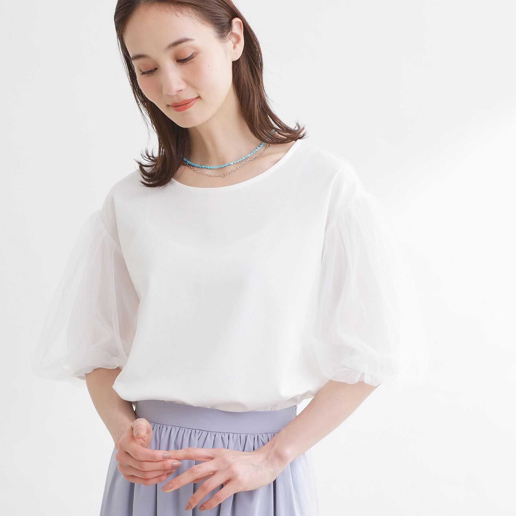 Reflect「【UVカット／接触冷感／吸水速乾】チュールスリーブプルオーバー」|Tシャツ・カットソー|