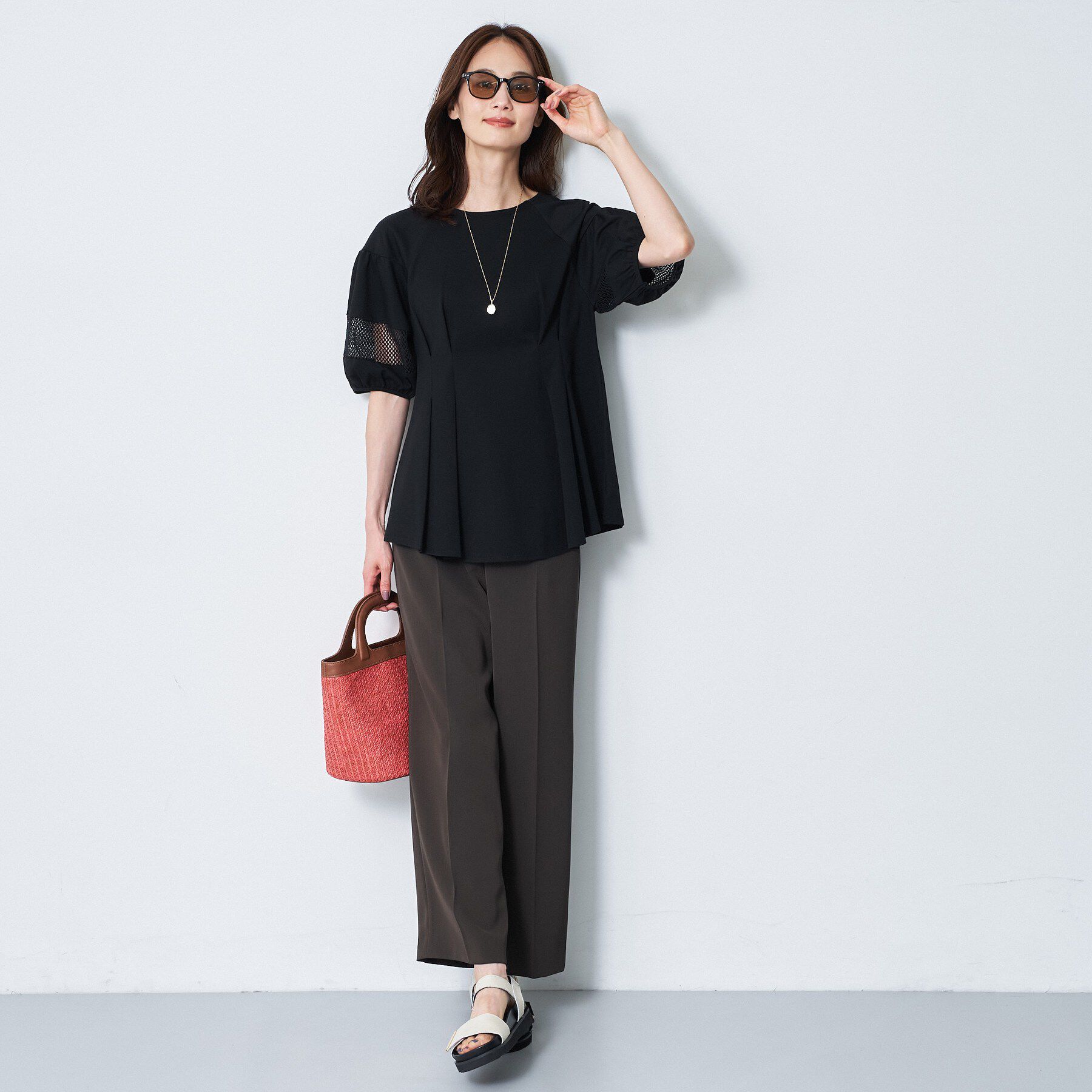Reflect「メッシュ切り替えスリーブトップス」|Tシャツ・カットソー|