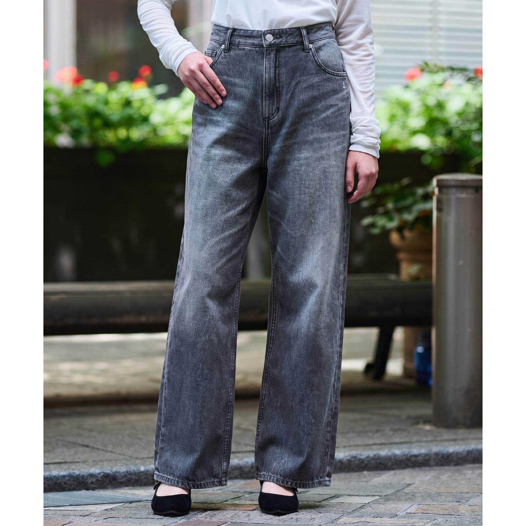 DRESSTERIOR「ヴィンテージ加工ワイドデニムパンツ」|デニム|