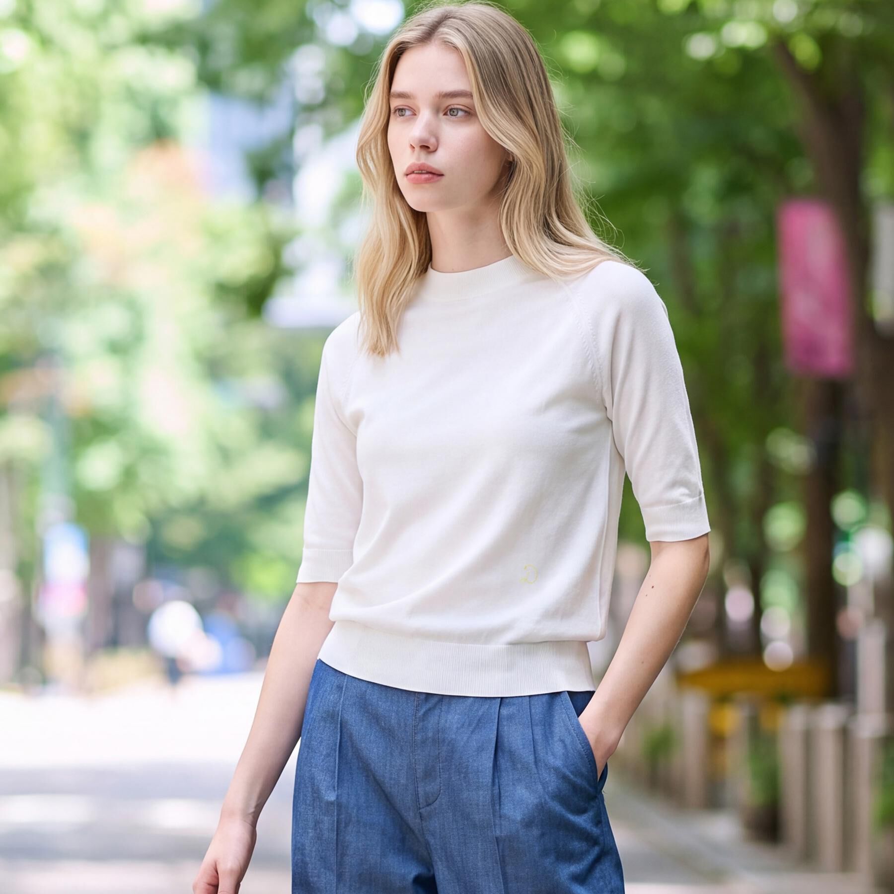 DRESSTERIOR「【ウォッシャブル】コットンシルクハーフスリーブニット」|ニット・セーター|