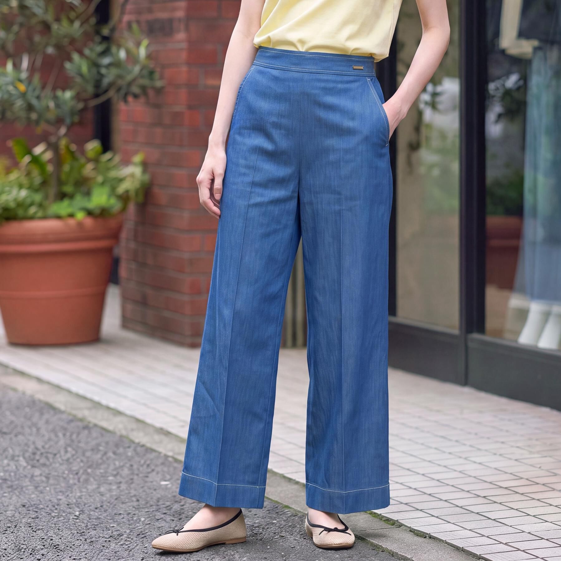 DRESSTERIOR「【接触冷感】イージーウエスト ワイドデニム」|その他|