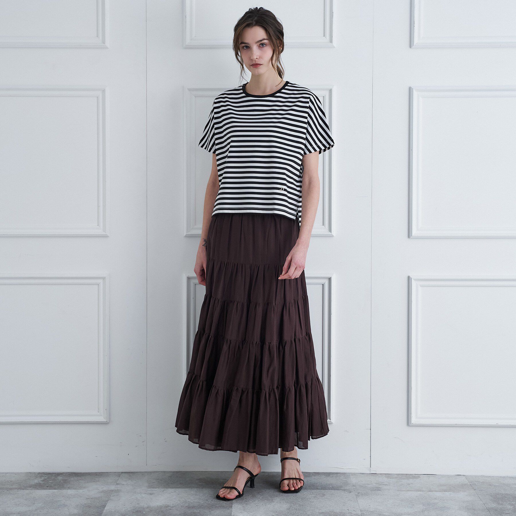 DRESSTERIOR「【接触冷感／抗菌防臭／消臭】アイスクリアコットンドルマンスリーブボーダーTシャツ」|Tシャツ・カットソー|