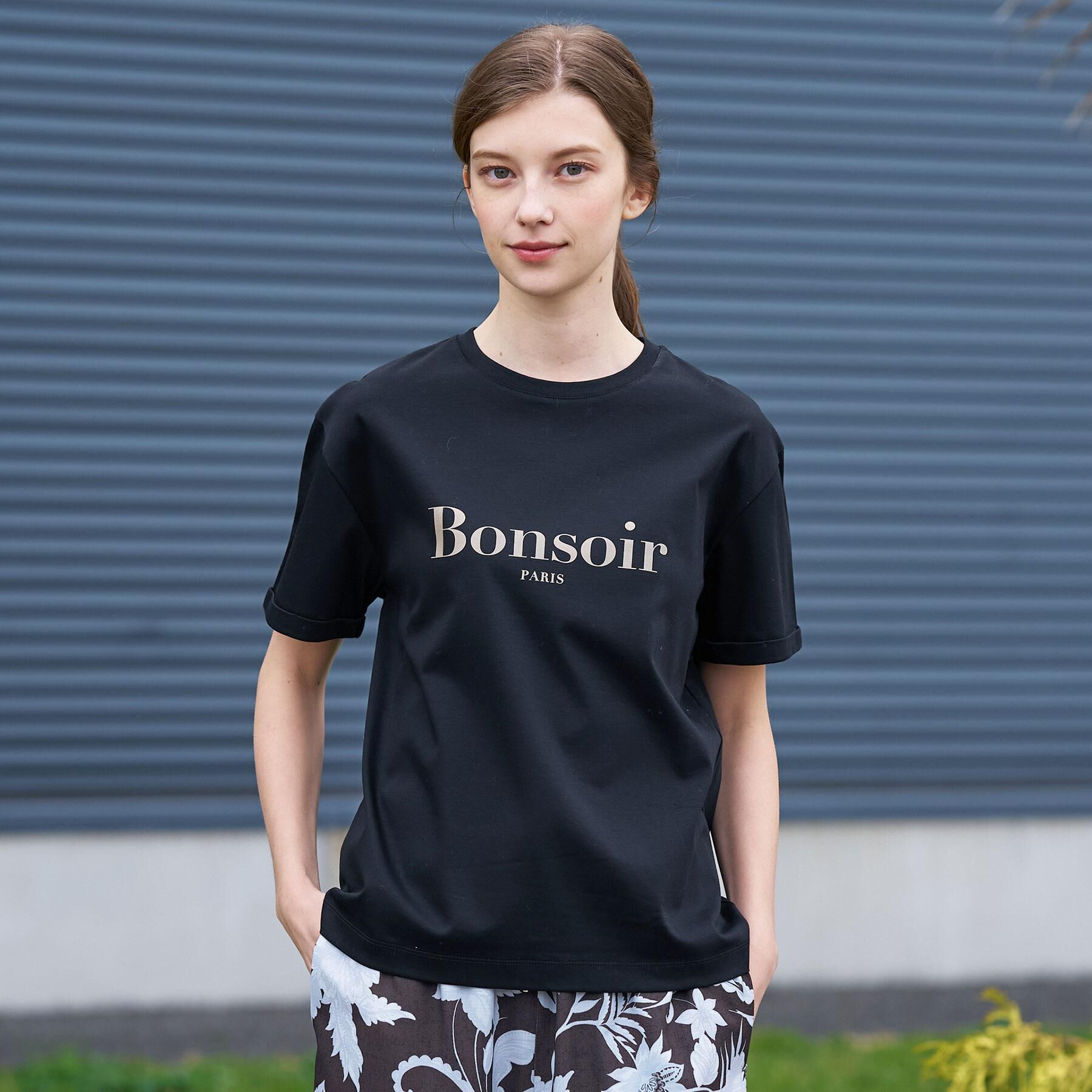 DRESSTERIOR「【接触冷感／抗菌防臭／消臭】アイスクリアコットン Bonsoir ロゴTシャツ」|Tシャツ・カットソー|