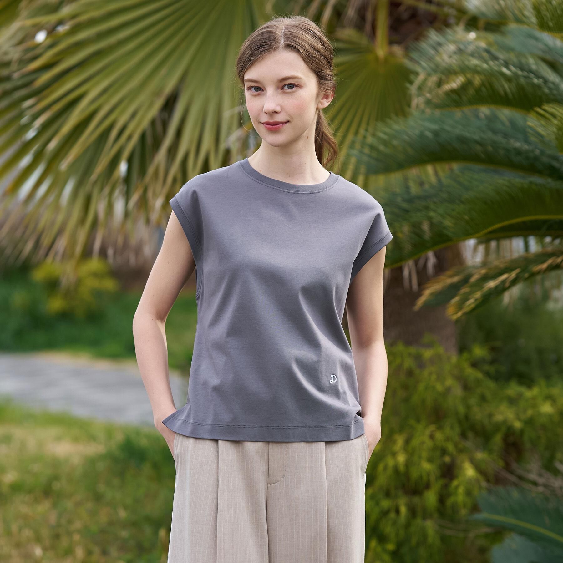 DRESSTERIOR「【接触冷感／抗菌防臭／消臭】アイスクリアコットンフレンチスリーブT」|Tシャツ・カットソー|
