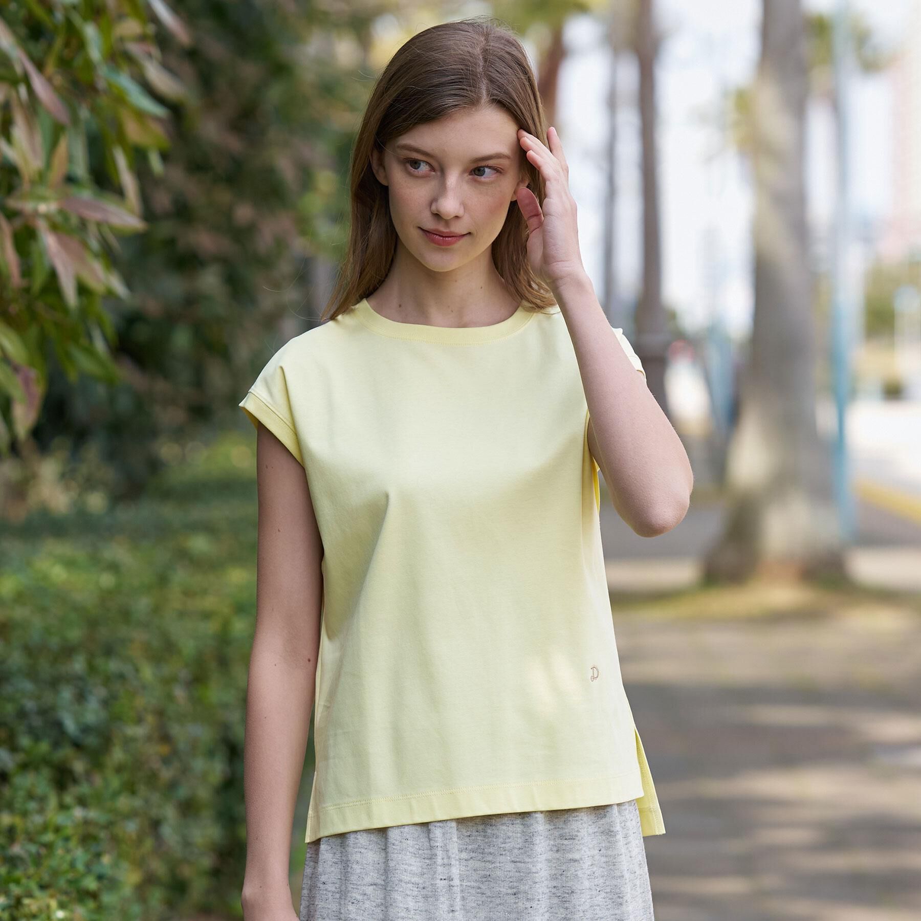 DRESSTERIOR「【接触冷感／抗菌防臭／消臭】アイスクリアコットンフレンチスリーブT」|Tシャツ・カットソー|