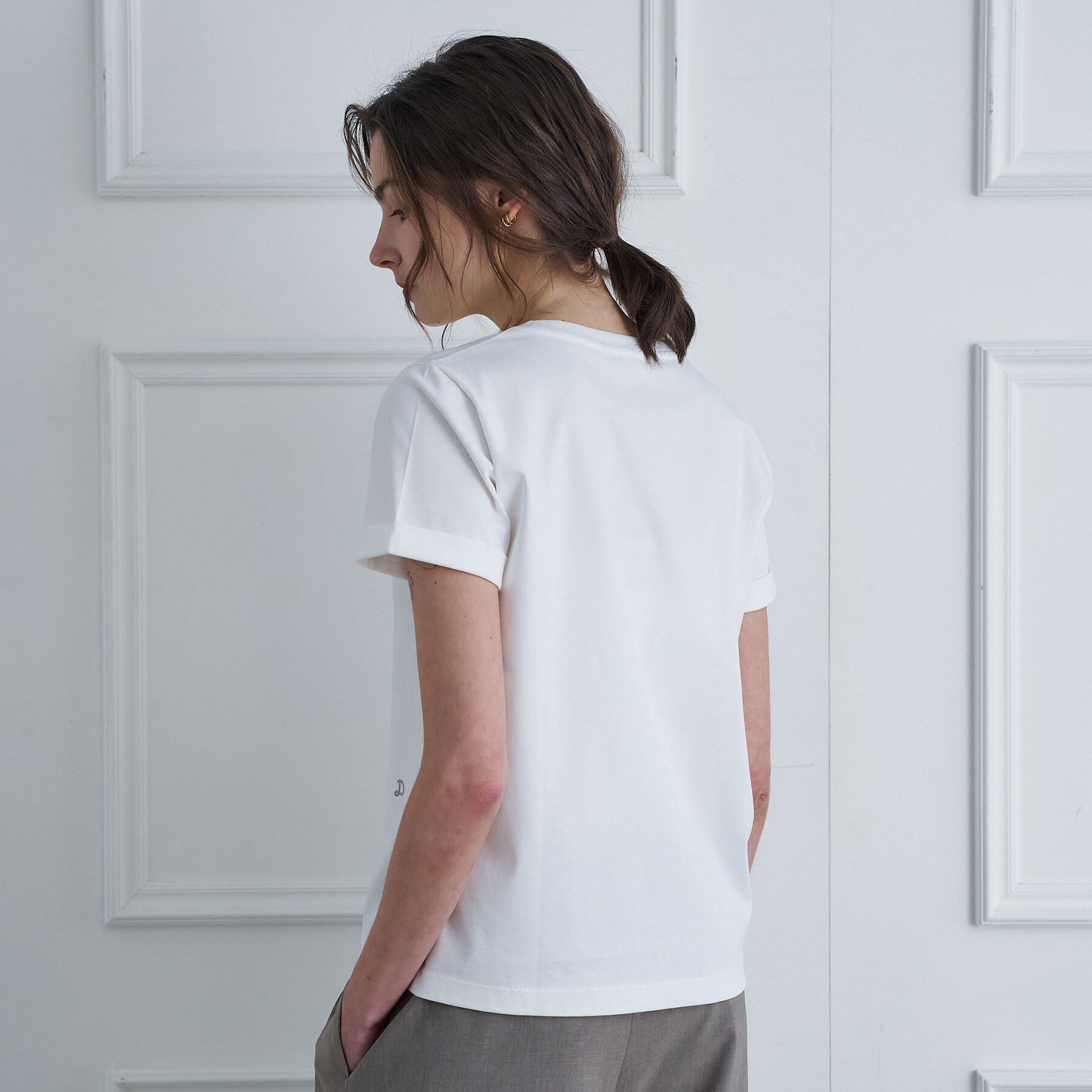 DRESSTERIOR「【接触冷感／抗菌防臭／消臭】アイスクリアコットン ターンナップT」|Tシャツ・カットソー|