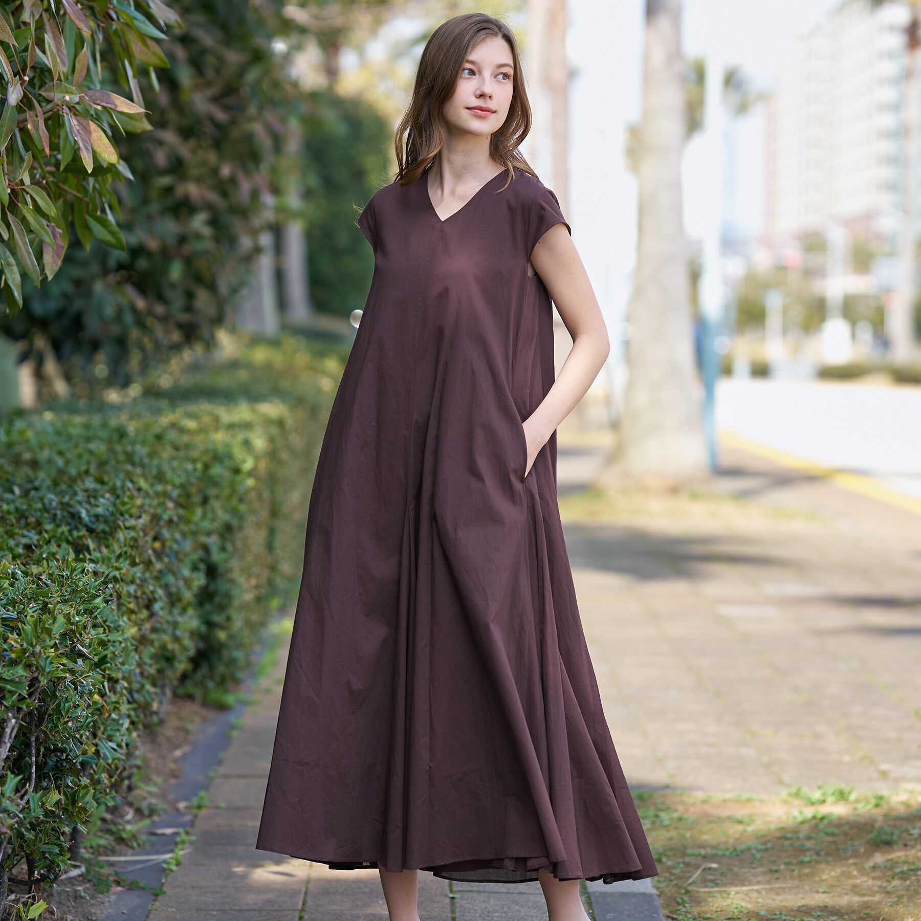 DRESSTERIOR「【きれいめ/ウォッシャブル】コットンローンフレンチスリーブワンピ」|ワンピース|