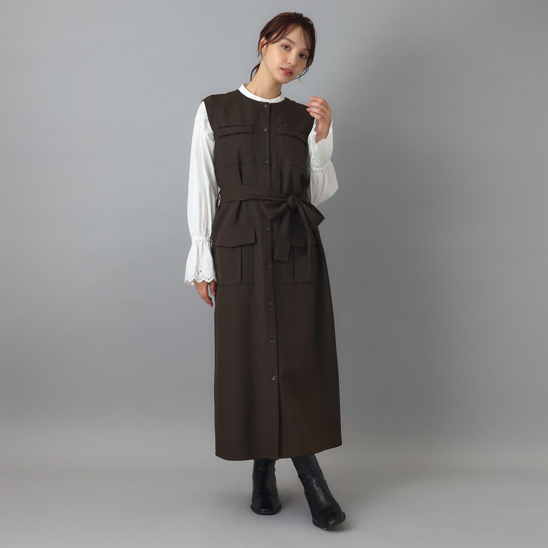 DRESSTERIOR「ウォッシャブルツイードライクワンピース」|ワンピース|