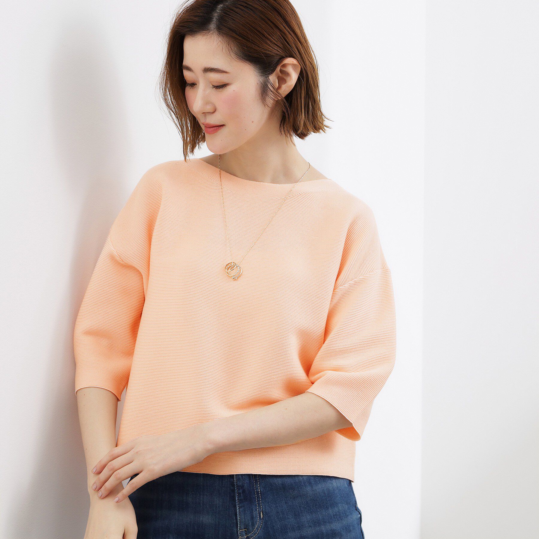 grove「【貴島明日香さん着用／洗濯機OK】レイヤードにもおすすめ、軽やかクロップドニット」|ニット・セーター|