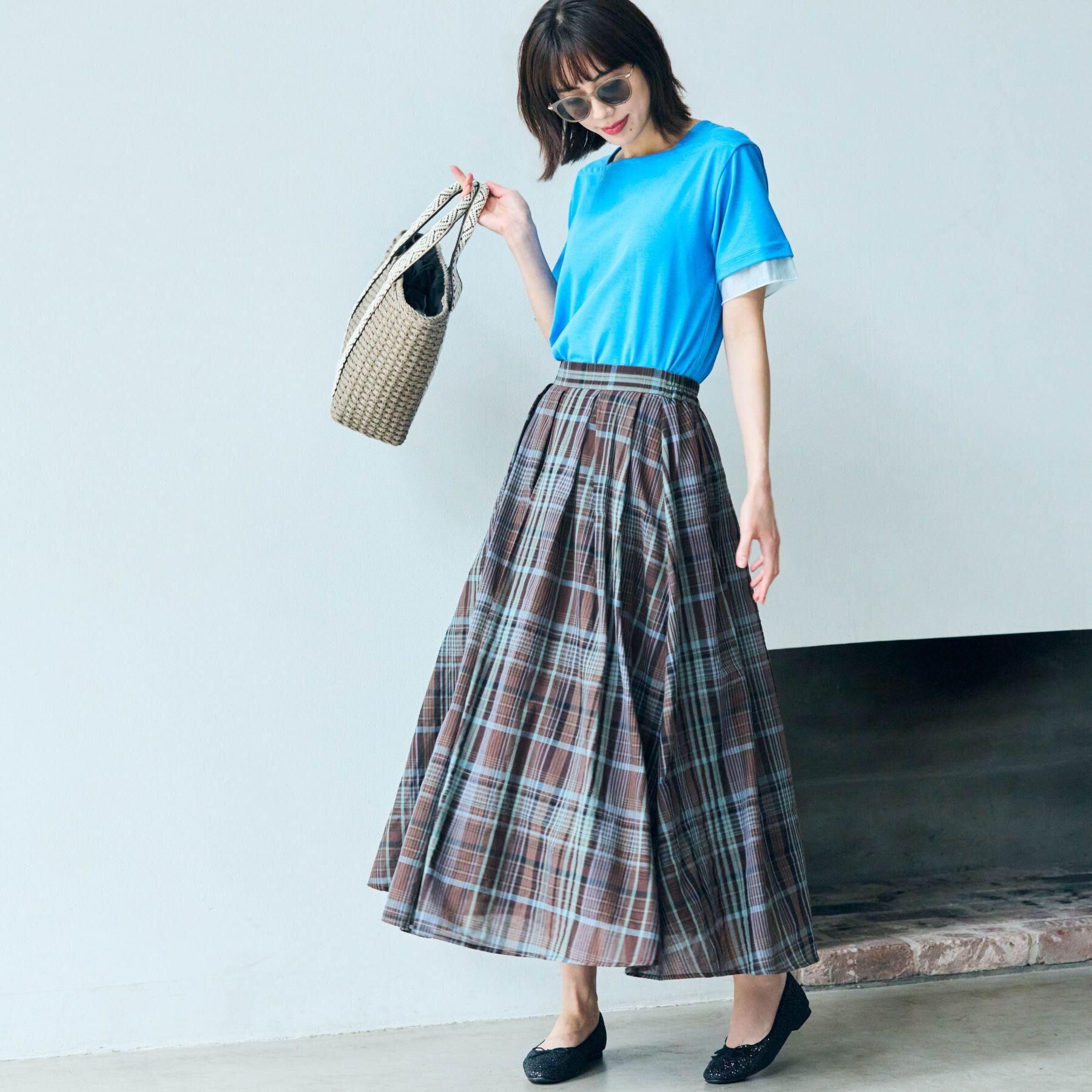 grove「【二の腕カバー/UVカット・ひんやり】袖口シアースクエアネックTシャツ」|Tシャツ・カットソー|