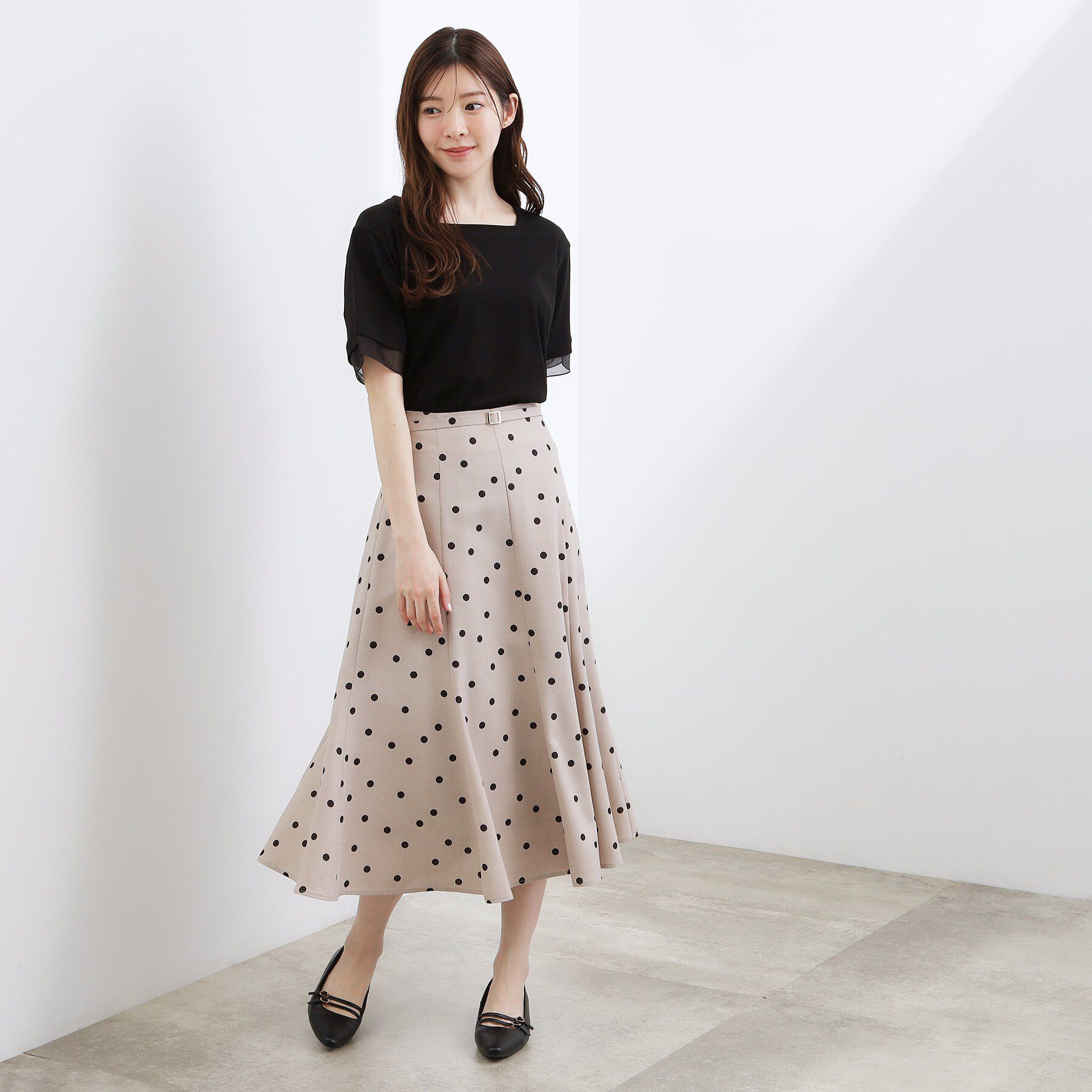 grove「【二の腕カバー/UVカット・ひんやり】袖口シアースクエアネックTシャツ」|Tシャツ・カットソー|