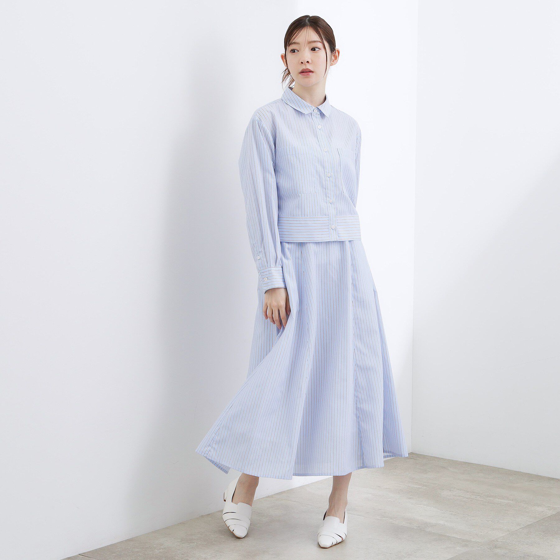 grove「【貴島明日香さん着用／イージーケア／接触冷感】麻混クロップドシャツ」|シャツ・ブラウス|