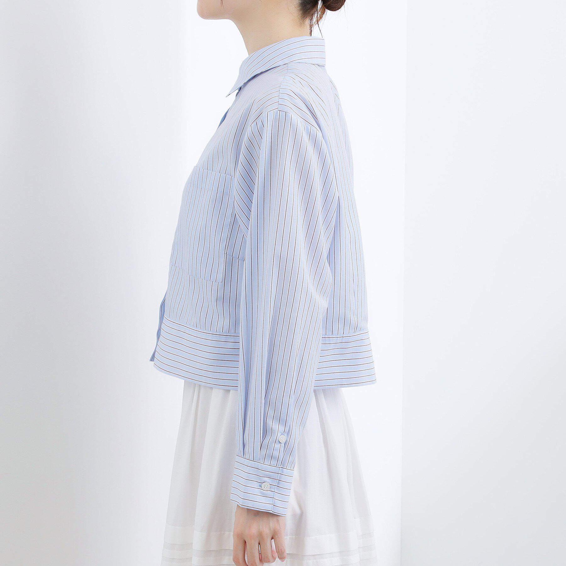 grove「【貴島明日香さん着用／イージーケア／接触冷感】麻混クロップドシャツ」|シャツ・ブラウス|