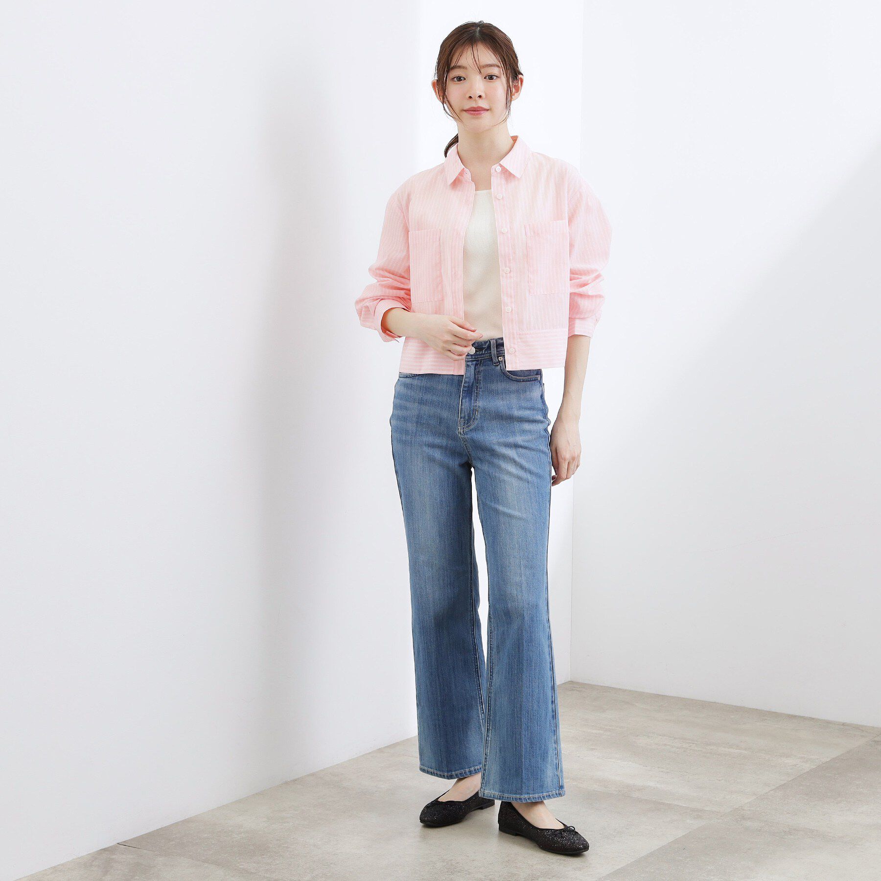 grove「【貴島明日香さん着用／イージーケア／接触冷感】麻混クロップドシャツ」|シャツ・ブラウス|