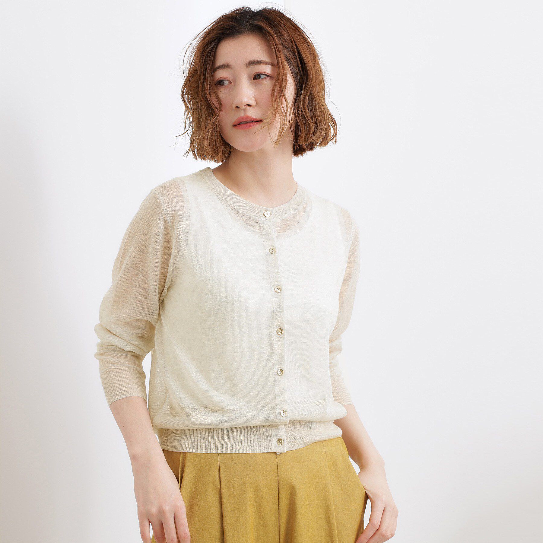 grove「高評価！【洗える/名品】大人の透け感、シアーカーディガン」|カーディガン|