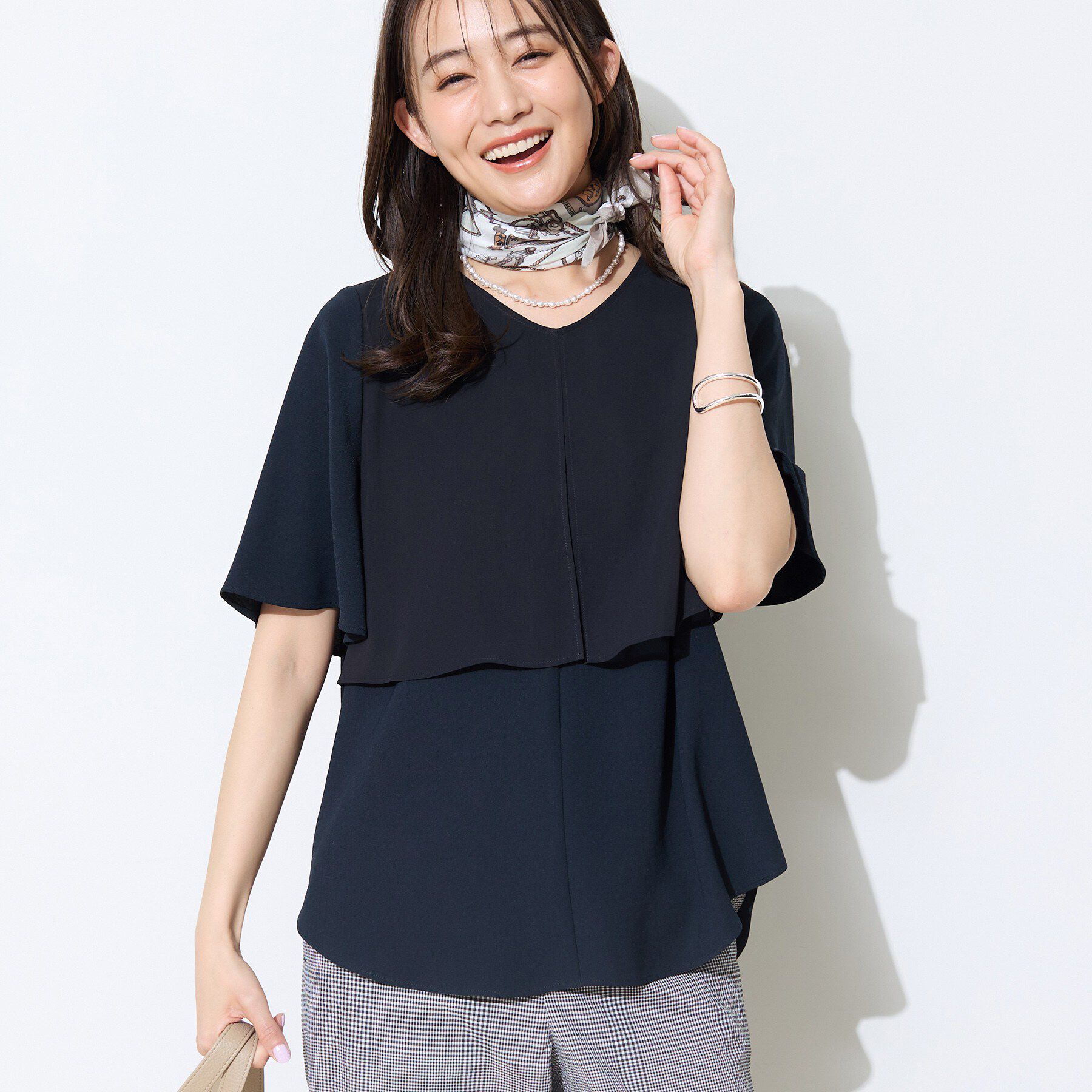INDIVI「【着る日傘】シフォンドッキングブラウス」|シャツ・ブラウス|