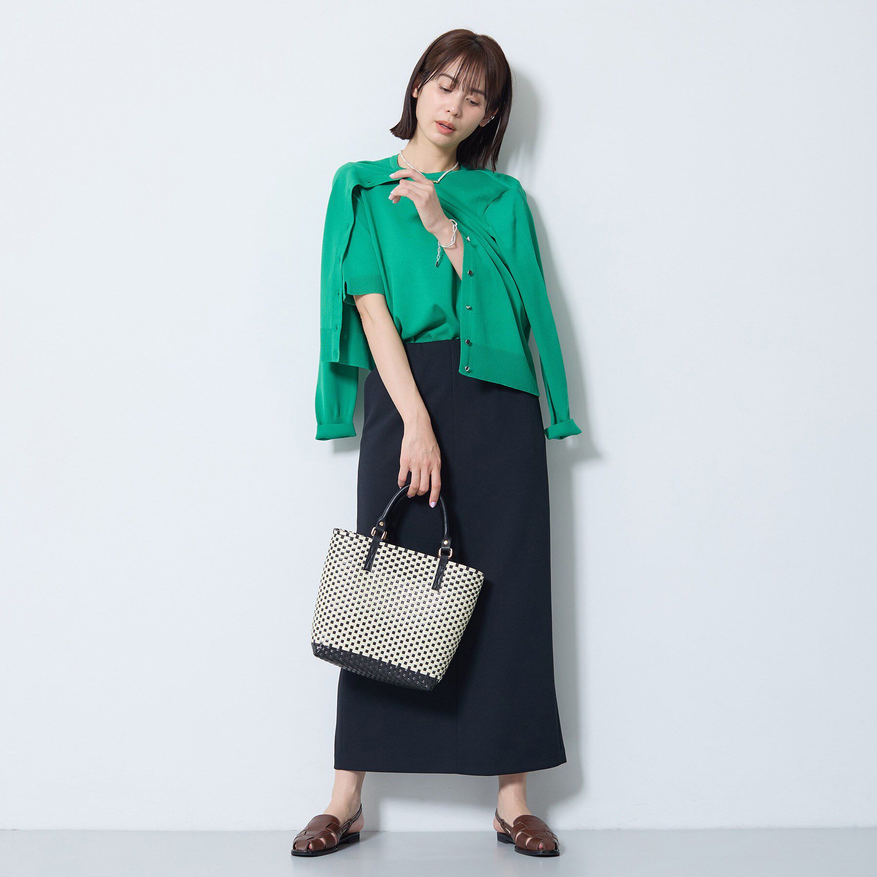 INDIVI「【配色デザイン】メルカド編みスクエアバッグ」|トートバッグ|
