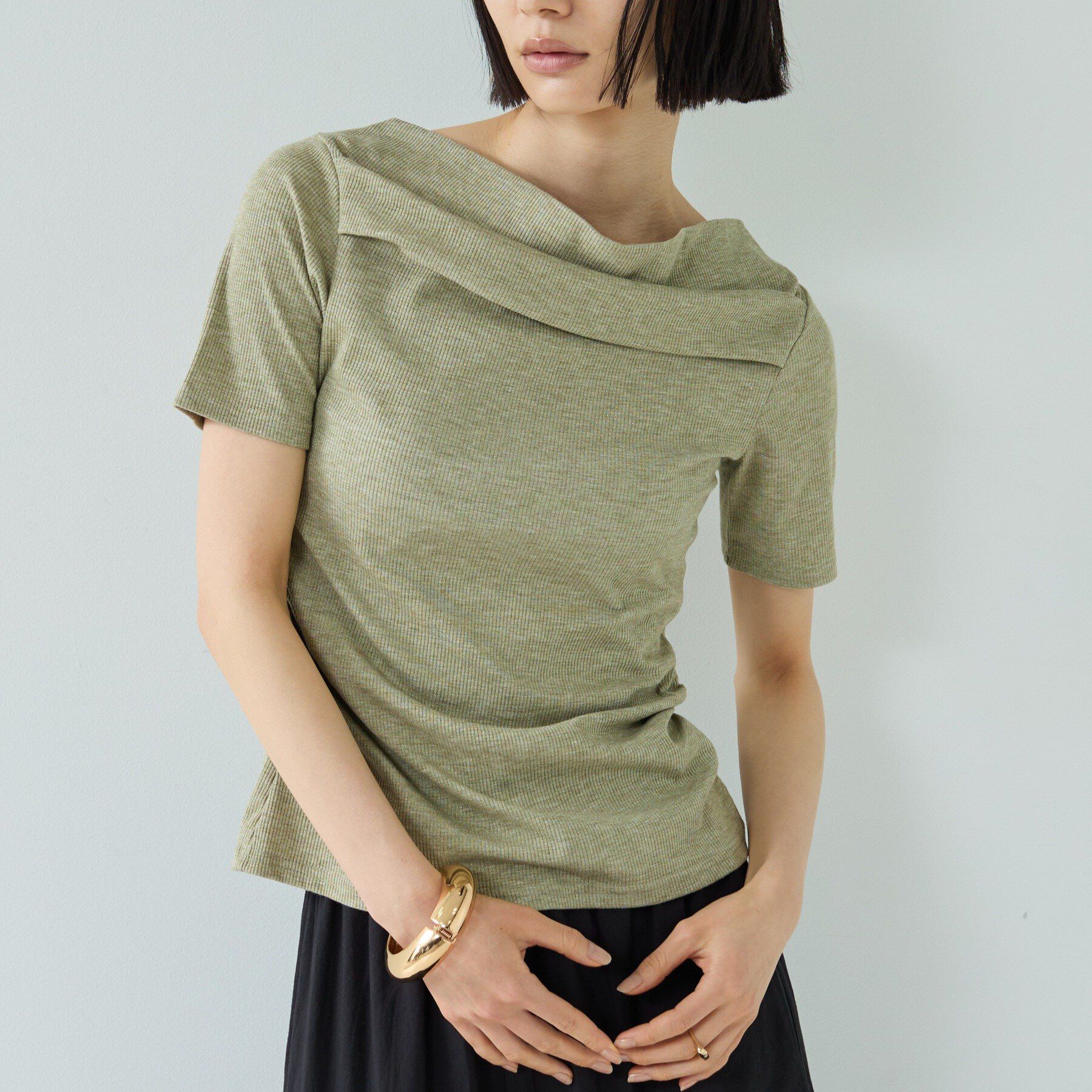 GALLEST「オフショルハーフスリーブカットソー」|Tシャツ・カットソー|オリーブグリーン(0