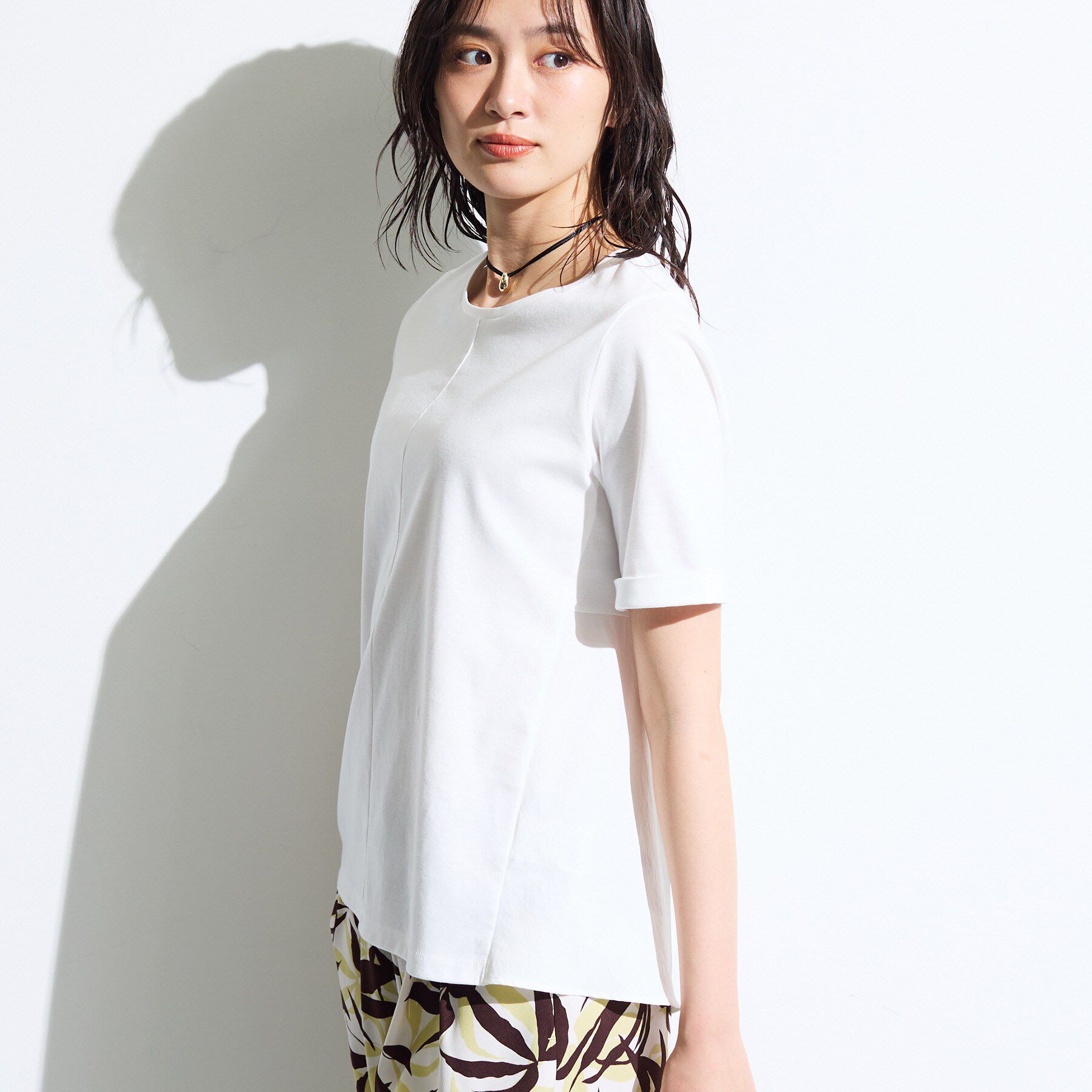 INDIVI「【バックシャン】異素材ドッキングプルオーバー」|Tシャツ・カットソー|