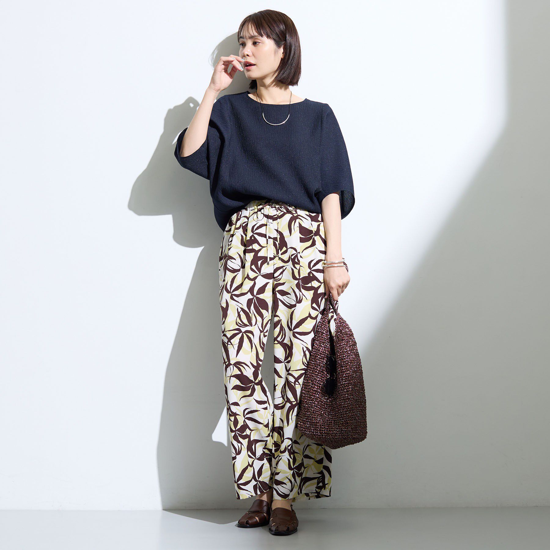 INDIVI「【華奢見え】ジャカード ドルマントップス」|Tシャツ・カットソー|