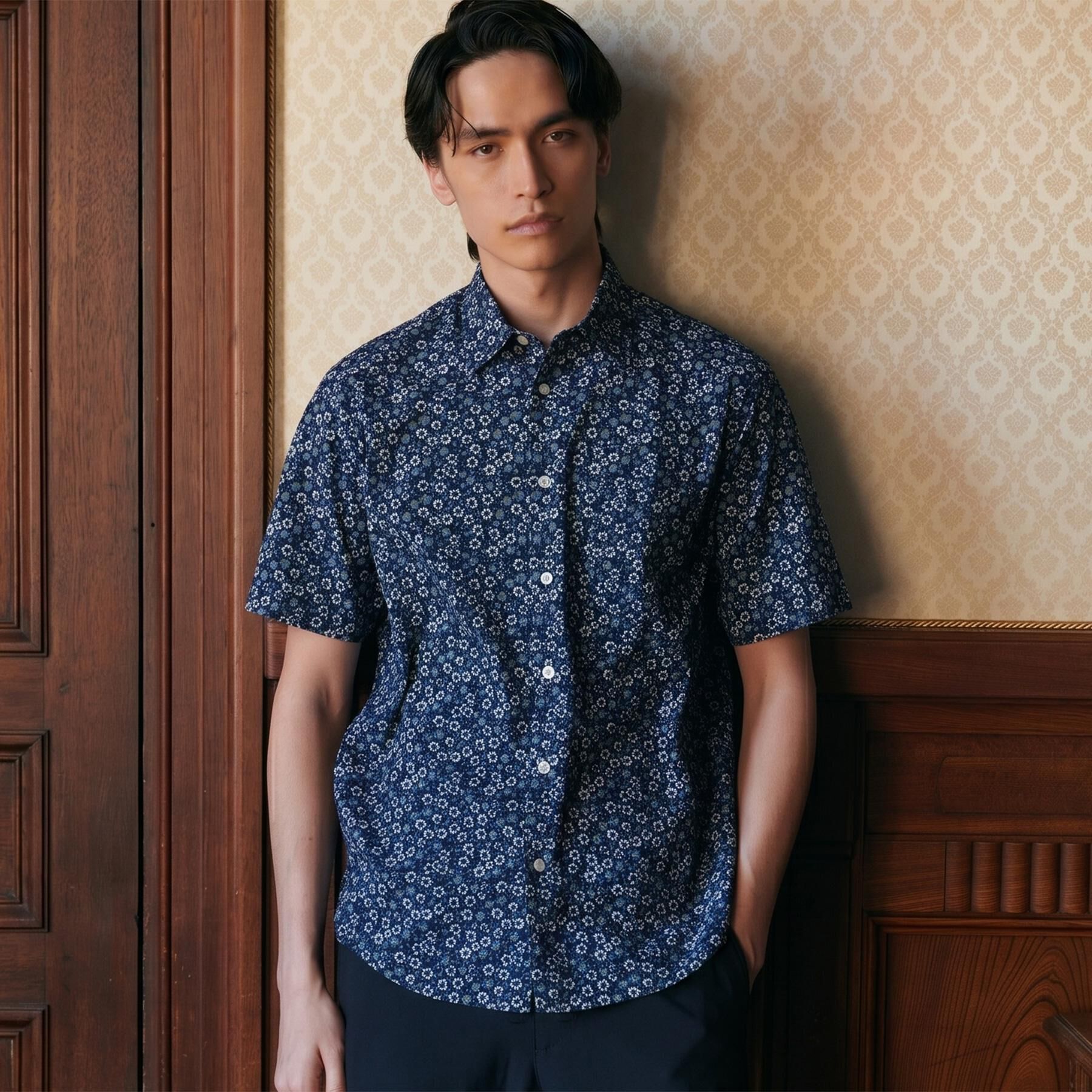 TAKEO KIKUCHI「リップル小花シャツ」|シャツ・ブラウス|
