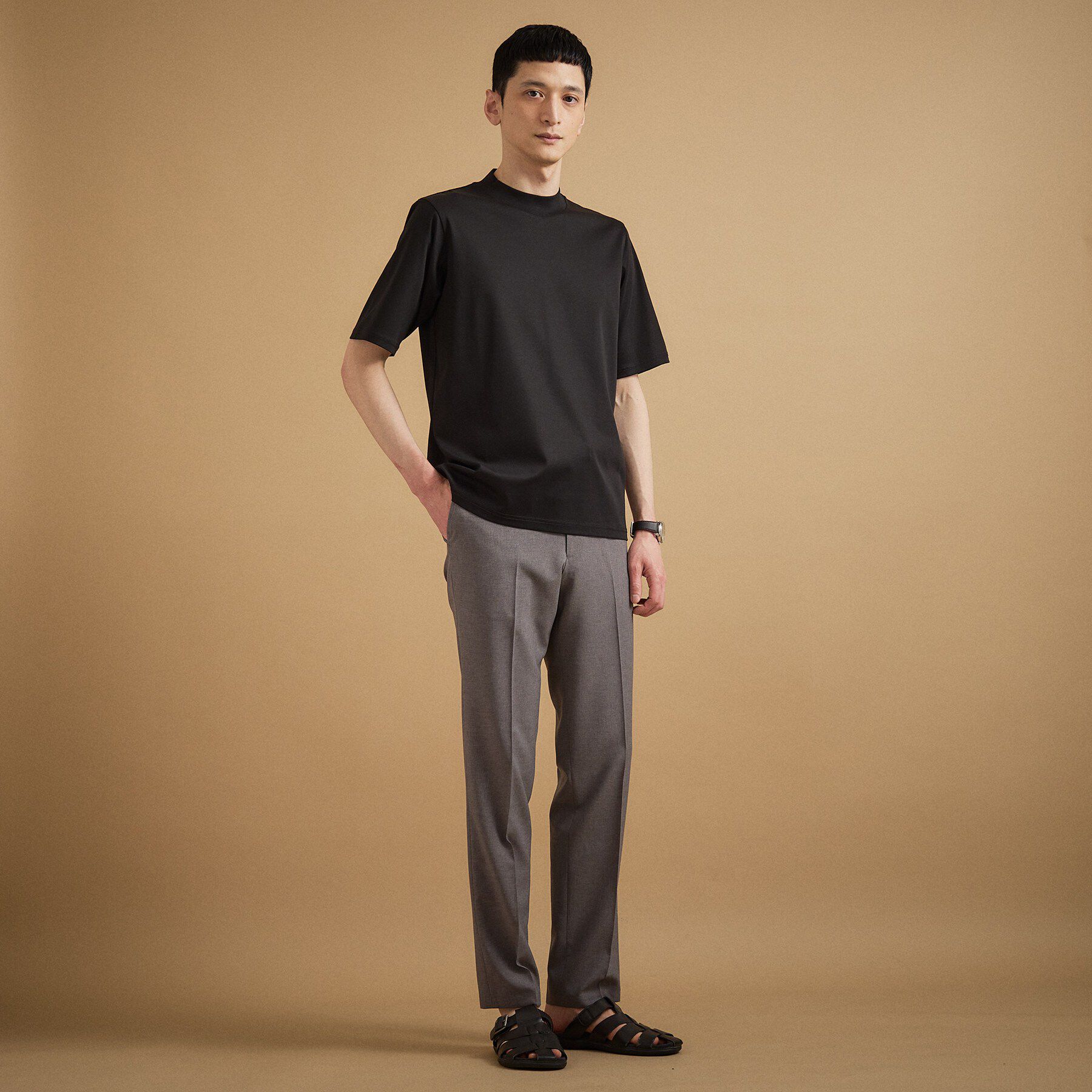 TAKEO KIKUCHI「【接触冷感】アイスクリアコットン モックネック Tシャツ」|Tシャツ・カットソー|