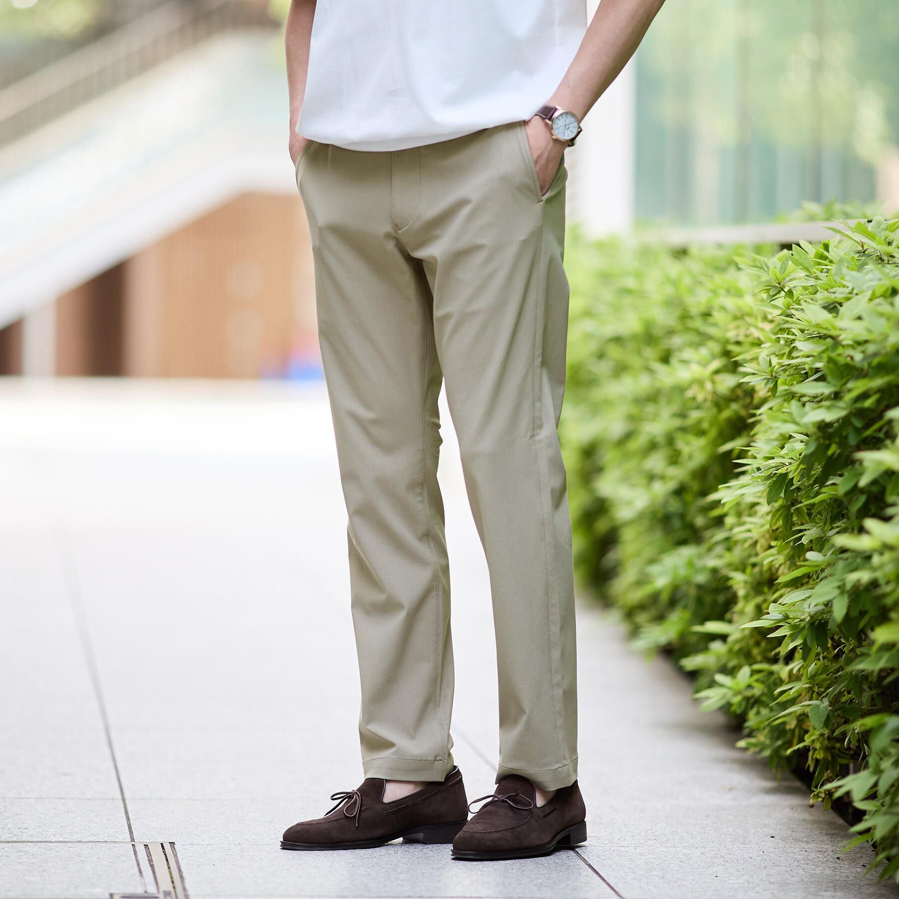 TAKEO KIKUCHI「【接触冷感/吸汗速乾】サイドゴアウエスト ストレートパンツ」|その他|