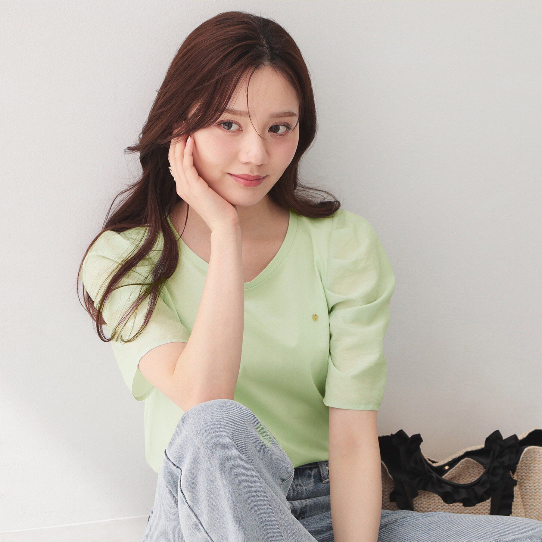 index「【UVケア／接触冷感】シアータックスリーブドッキングTシャツ《洗濯機OK》」|Tシャツ・カットソー|ミントグリーン(02