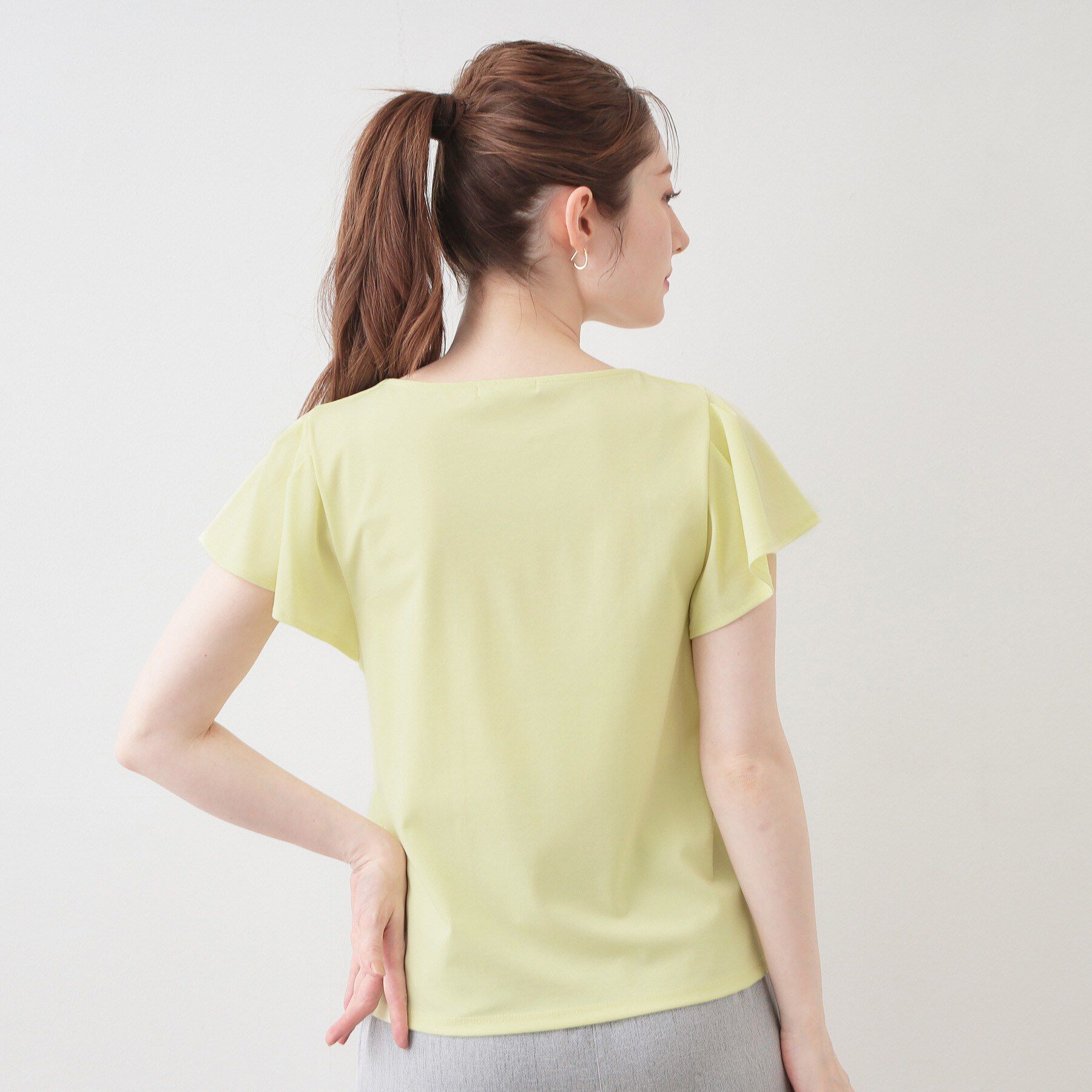 index「【接触冷感】フリルフレンチスリーブトップス《UVケア／洗濯機OK》」|Tシャツ・カットソー|