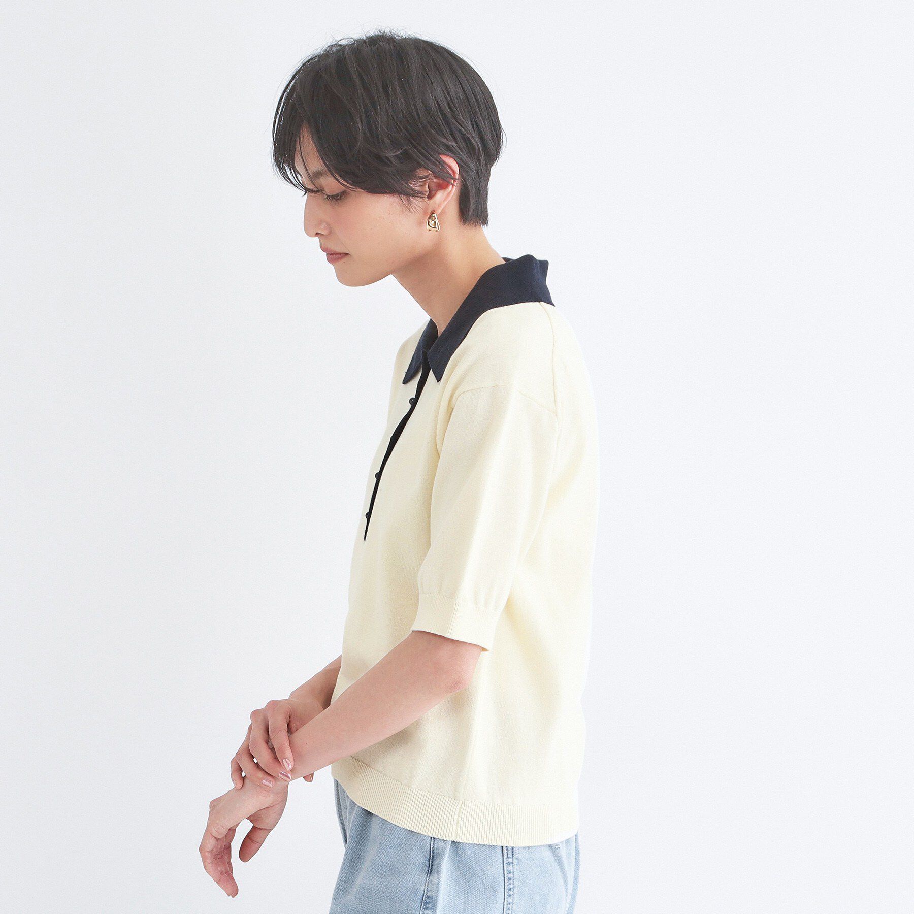 OPAQUE.CLIP「ビッグポロ衿ニット【洗濯機OK】」|ニット・セーター|