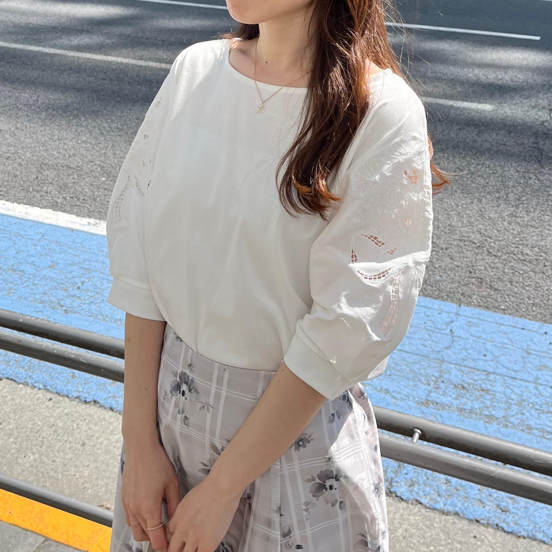 Couture broach「【接触冷感・UVカット】エンブロドルマントップス」|Tシャツ・カットソー|