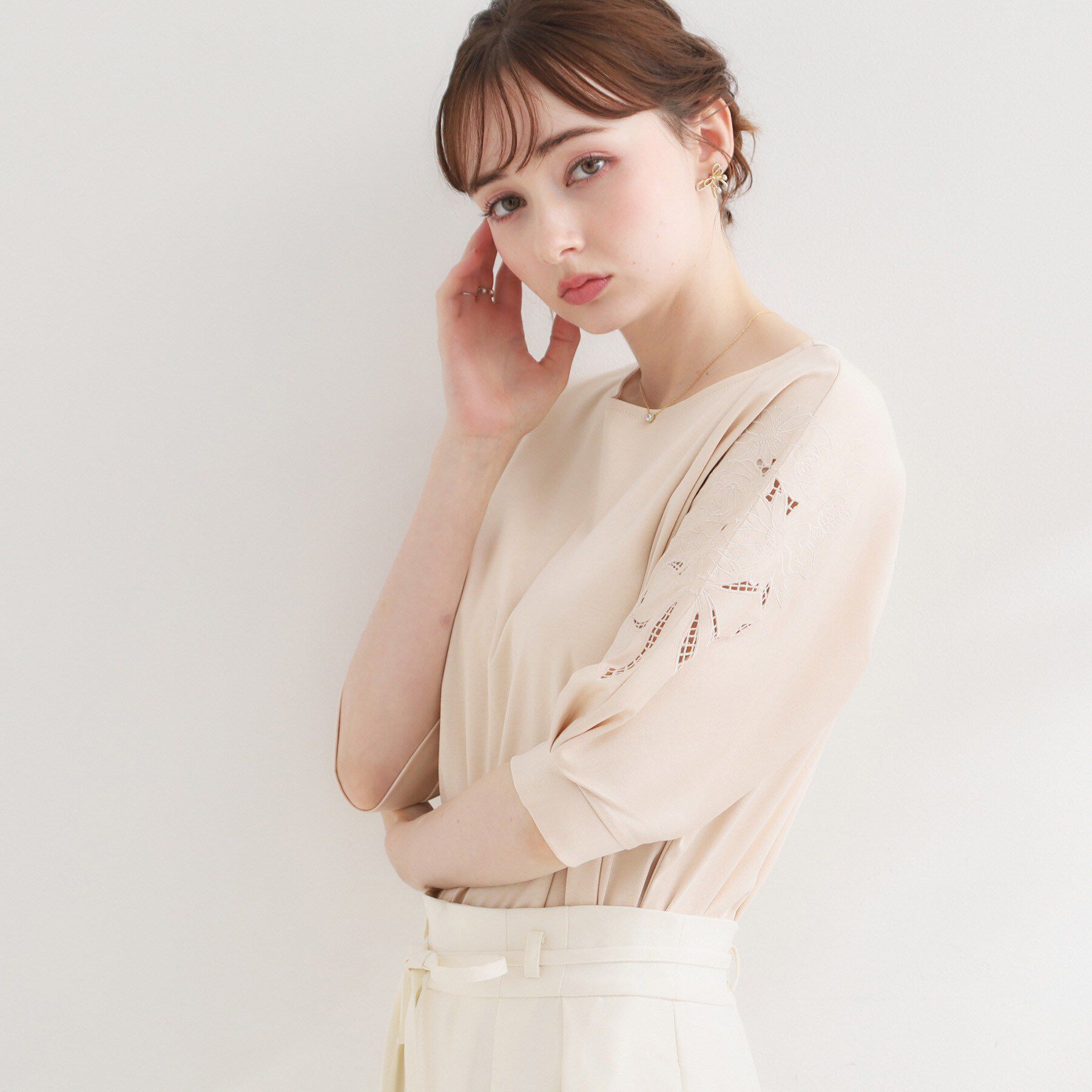 Couture broach「【接触冷感・UVカット】エンブロドルマントップス」|Tシャツ・カットソー|